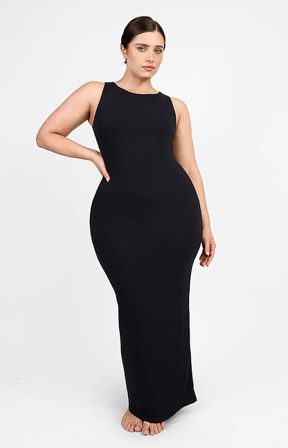 Ribbed Sleeveless Long Shaping Dress